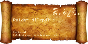 Reider Árpád névjegykártya