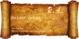 Reider Árpád névjegykártya
