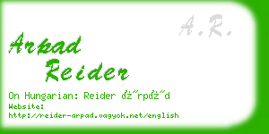 arpad reider business card